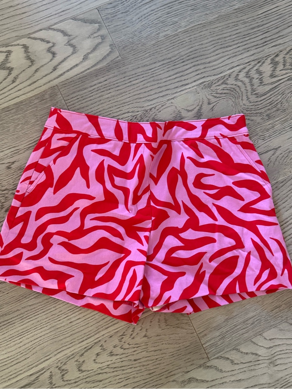 SPANX Pink & Red zebra Print Bermuda Shorts